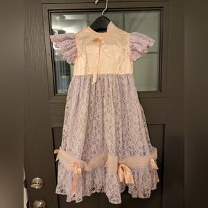 💥3/$24 Vintage Handmade Pink And Purple Lace‎ Dress